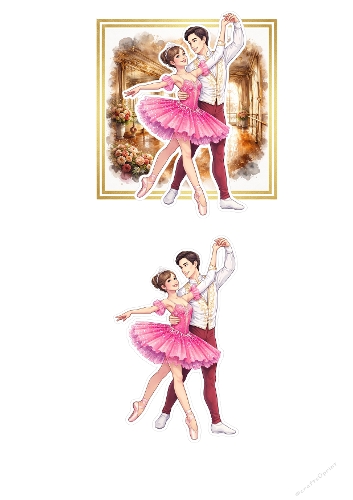 Romantic Ballet Couple Watercolor Illustration – Elegant Dance Clipart Set