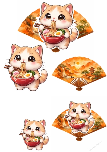 Cutest cat eating noodles 