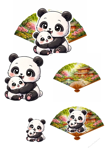 3d topper panda and fan 