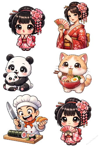 Kit stickers kawaii