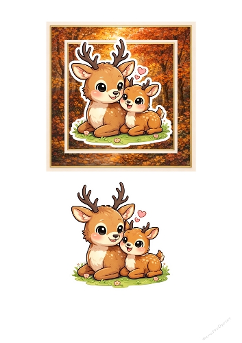 3D card with deers