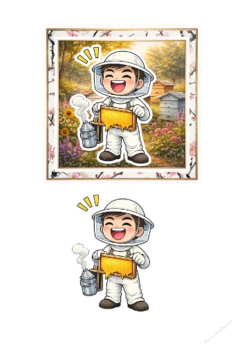 Card 3d funny with bee and boy kawai