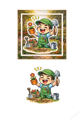 Kid gardening 3d card