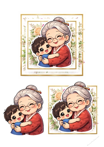 Mother and little son 3d card 