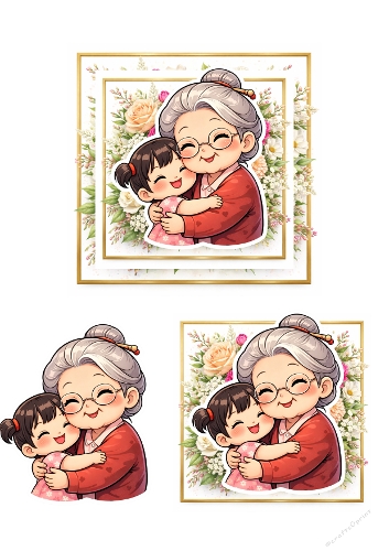 Grand mother and little girl 