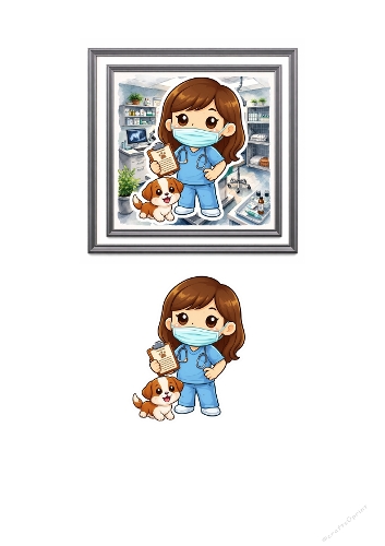 Kawaii veterinary 3d card