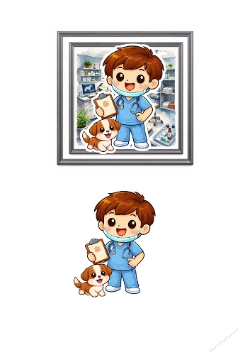 Veterinary boy kawaii 3d card