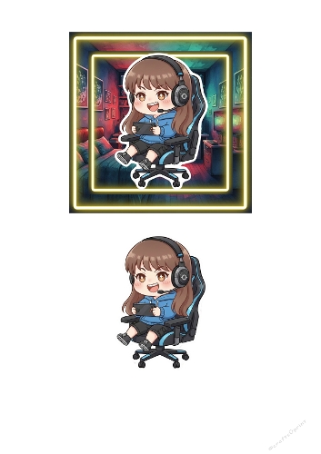 Gamer girl 3d card