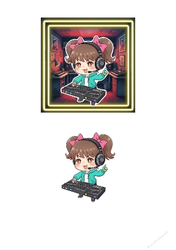 Girl dj kawaii 3d card