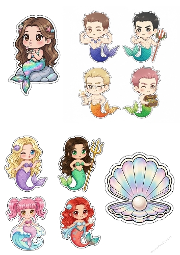 Kit stickers mermaids kawaii