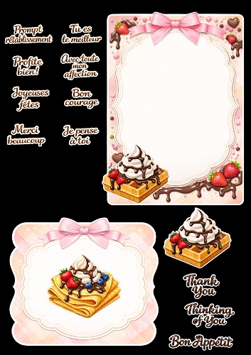 Sweet Treat Mini 3D Cards – Waffles & Bows – Printable Greeting Card Toppers