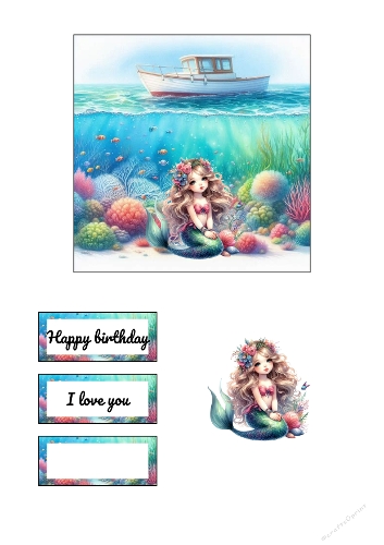 Little mermaid 3d card 