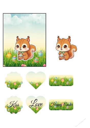 Cute Squirrel 3D Card – Woodland Animal Decoupage – Printable Card Topper
