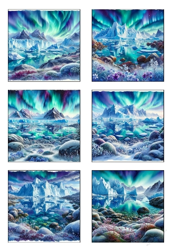 Beautiful Glacier Watercolor Set – 6 Stunning Ice & Mountain Paintings – Printable Art Kit