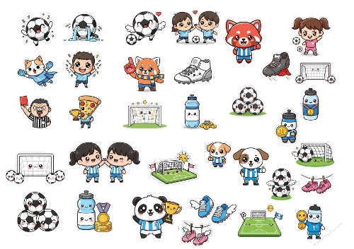 Cute Football Kawaii Sticker Kit – Adorable Soccer Stickers for Fans