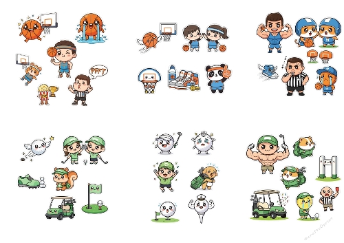 Funny & Cute Basketball & Golf Kawaii Sticker Kit – Adorable Sports Stickers