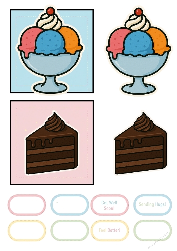 2 3dcard Colorful Ice Cream Delight 3D Mini Card and chocolats 