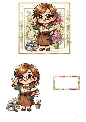 Teacher and Flowers 3D Card