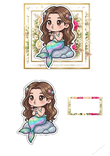 Mermaid Kiss and Flowers 3D Card