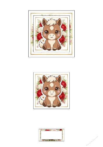 Adorable Horse 3D Decoupage Card – Cute Floral Pony Birthday Card