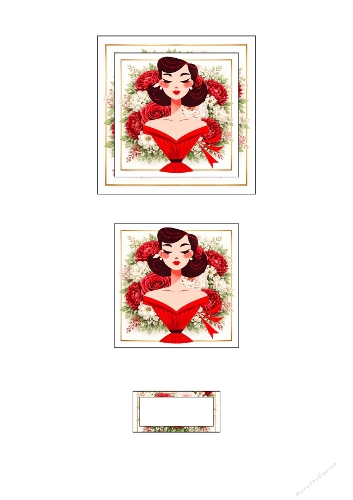 Simple 3D Card – Modern Pin‑Up with Flowers – Printable Card Topper