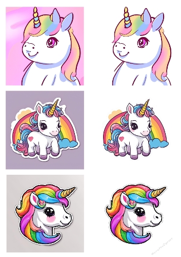 3 cute mini 3d cards unicorns 