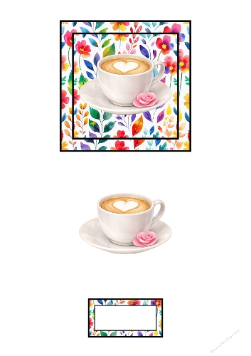 3d card cappuccino and flowers 