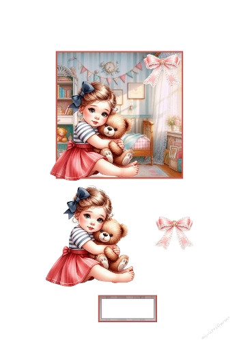 3d card little girl bedroom