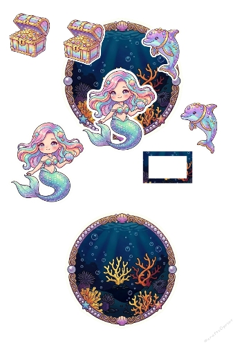 3d card mermaid beautiful 