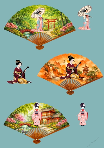 Fran and geisha kit 3d card