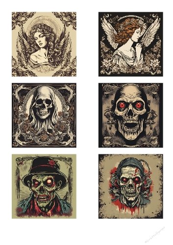 Gothic Angel, Zombie and Skull Craft Kit – Dark Fantasy Printable Set