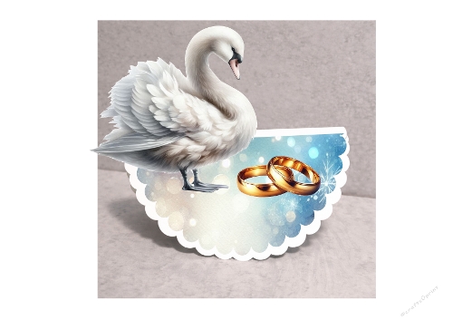 Swan Rocker Card with Rings and Magical Blue Glitter Background