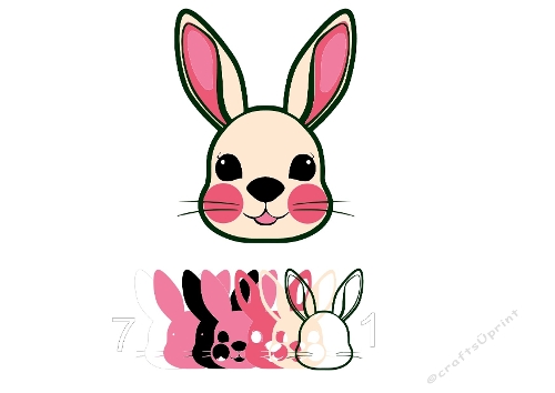3D Adorable Bunny Rabbit Layered SVG - Cute 6-Layer Woodland Animal