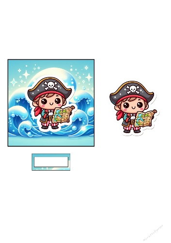 Cute Kawaii Pirate Boy 3D Card Kit Ocean Adventure Printable