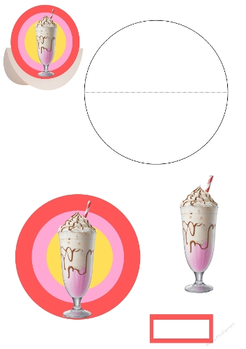 3D Rocker Card Kit – Pink Milkshake with Retro Rings Background
