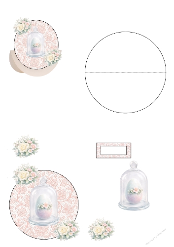 Easter Cloche Jar Rocking Card Kit - 3D Watercolor Egg & Shabby Chic Lace