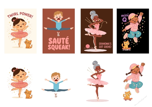 Twirl Power & Dance Magic Kit - 4 Funny A4 Digital Card Toppers