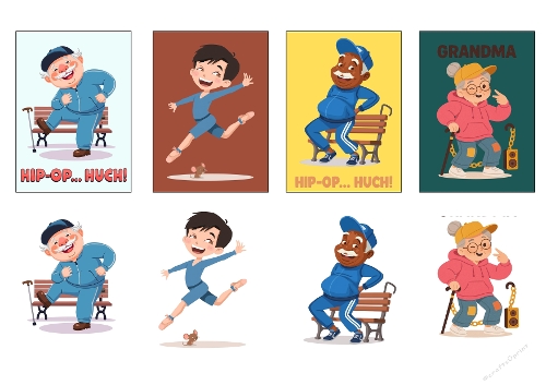 Hip-Op & Huch! Funny Dance Kit - 4 Humorous A4 Digital Card Toppers