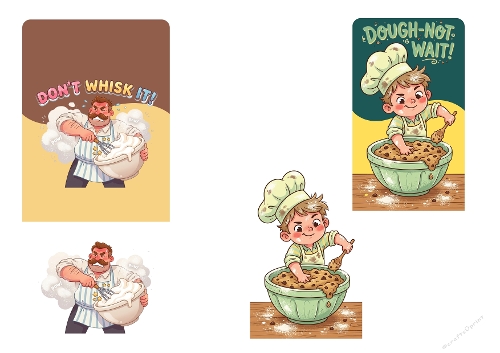 Funny Baking 3D Card Kit - Dont Whisk It & Dough-Not Wait Decoupage Set