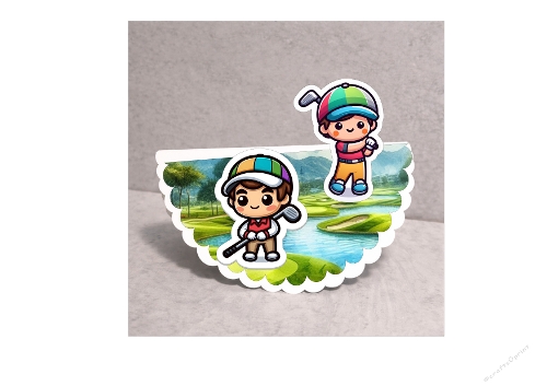 Cute Junior Golfer Rocker Action Card - 3D Moving Character Kit