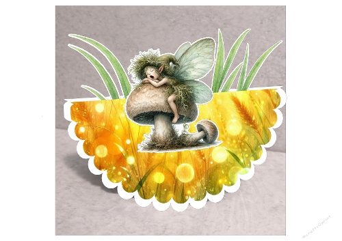 Sleeping Mushroom Fairy Rocker Card - 3D Interactive Forest Magic Mini Kit