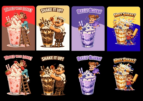 Mega Milkshake & Sweet Treats Kit - 4 Funny A4 Digital Card Toppers