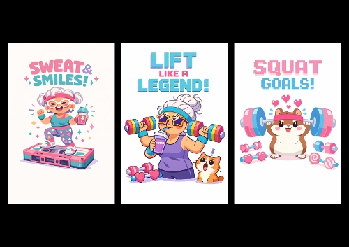 Funny Fitness & Gym Goals Kit - 3 Simple A4 Digital Card Toppers