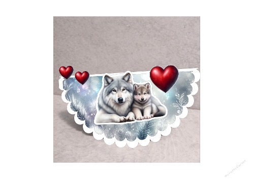 Moonlight Wolf Family Rocker Card - 3D Interactive Mother & Cub Mini Kit