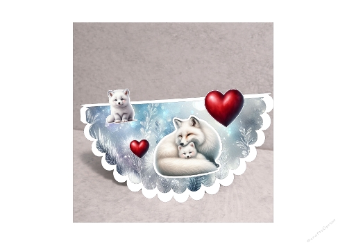Arctic White Fox Family Rocker Card - 3D Interactive Mother & Cub Mini Kit