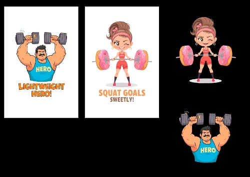 Funny Fitness Hero Kit - 2 Sweet & Silly A4 Digital Card Toppers