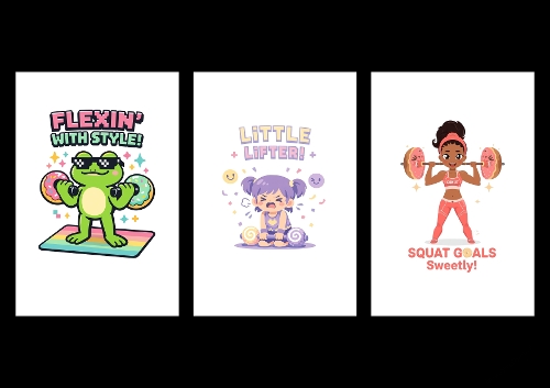 Funny Fitness & Donut Goals Kit - 3 Simple A4 Digital Card Toppers