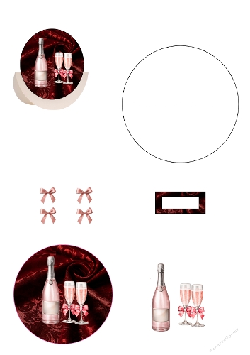 Sparkling Celebration 3D Kit - Elegant Champagne & Velvet Circle Card