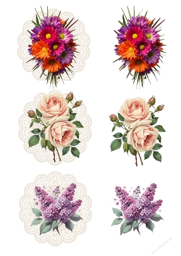 Spring Blooms Lace Kit - 3 Simple & Elegant A4 Digital Card Toppers