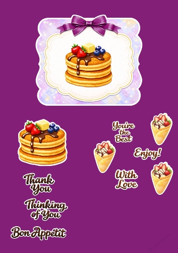 Sweet Breakfast 3D Decoupage Kit - Pancakes & Crepes A4 Digital Card Toppers